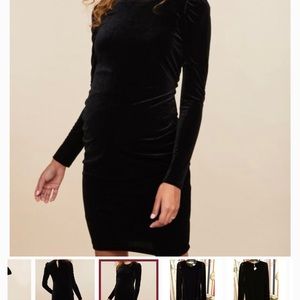 MotherHood maternity puff Velvet shoulders dress